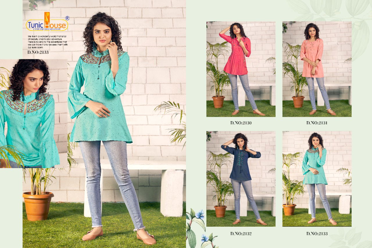 Tunic House Noor 4 Short Party Western Wear Rayon Ladies Top Collection
