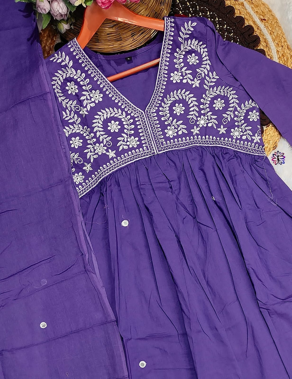 KF Premium Cotton Kalaai Embroidery Kurti With Bottom Dupatta Orders In India