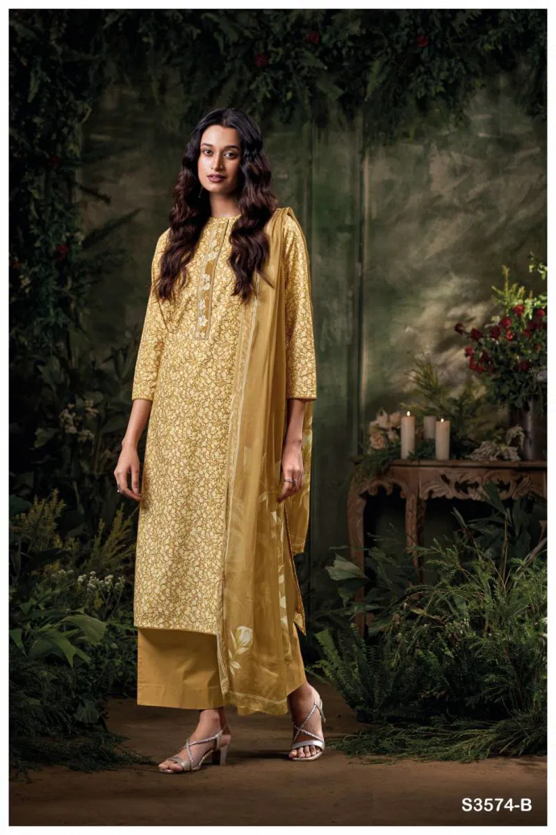Cianna By Ganga Cotton Printed Embroidered Salwar Suit Wholesale Clothing Distributors In India