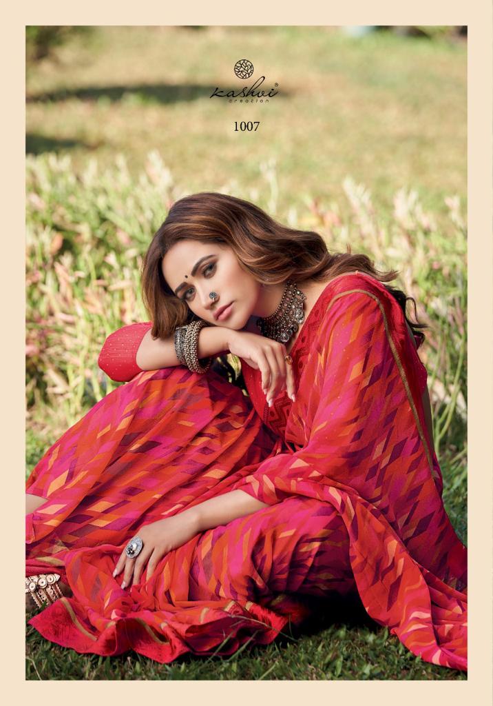 Kashvi Kaya New Casual Daily Wear Georgette Printed Saree Collection
