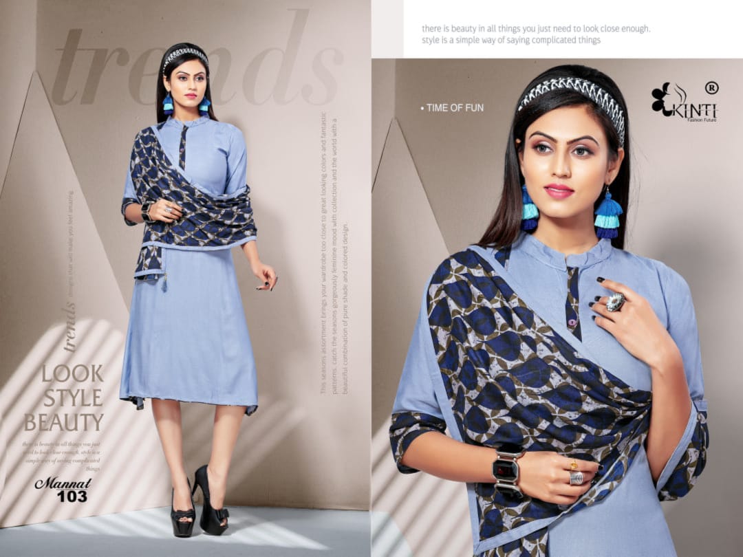 Kinti Mannat Latest designer fancy Regular Wear rayon Kurtis Collection

