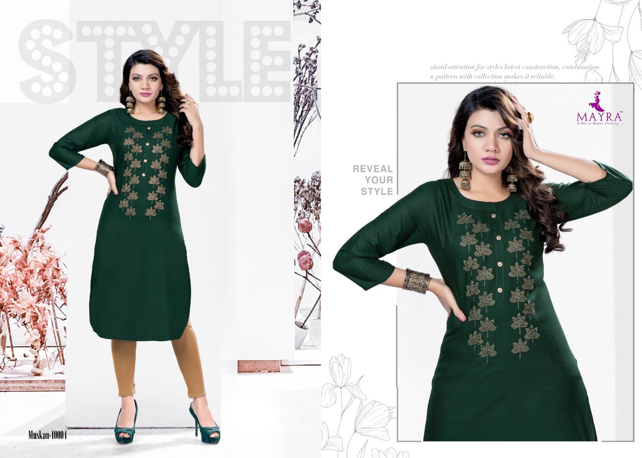 Mayra Muskan Regular Wear Rayon Printed Designer Kurti Collection