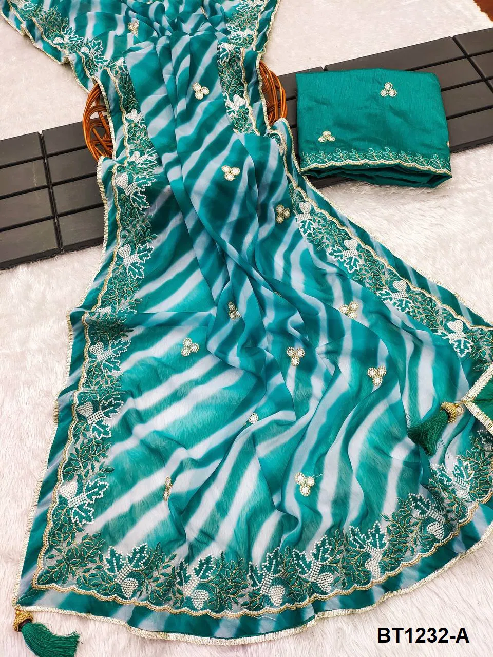 BT 1232 Colours Georgette Embroider Printed Saree Online Wholesale