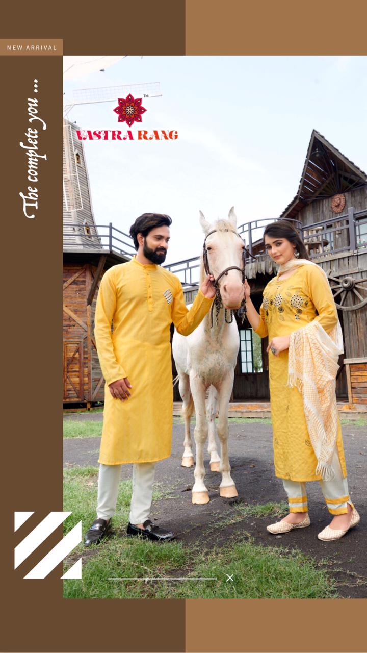 Vastra rang RAM LEELA VOL 4 Pure cotton Party Wear Couple Kurta Collection