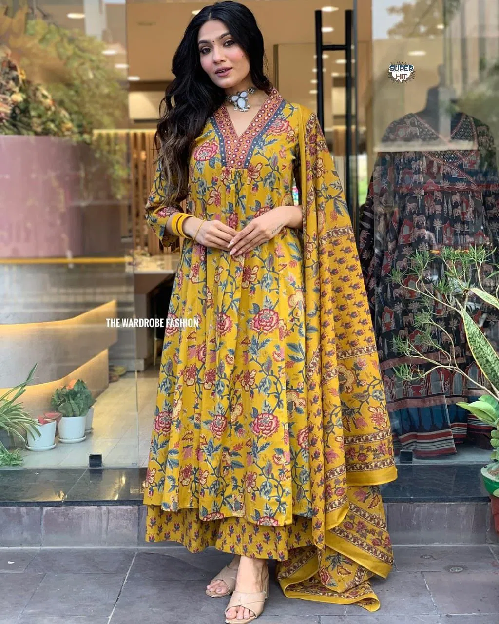 KF Mustard Kalaai Hand Block Printed Kurti With Bottom Dupatta Orders In India