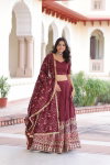 KA 5051 Designer Vichitra Silk Embroidered Lehenga With Blouse Dupatta Wholesale Online