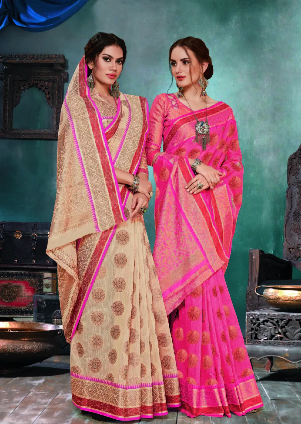 Sangam Malbari Handloom Soft Linen Silk Latest Designer Wedding Wear Saree Collection
