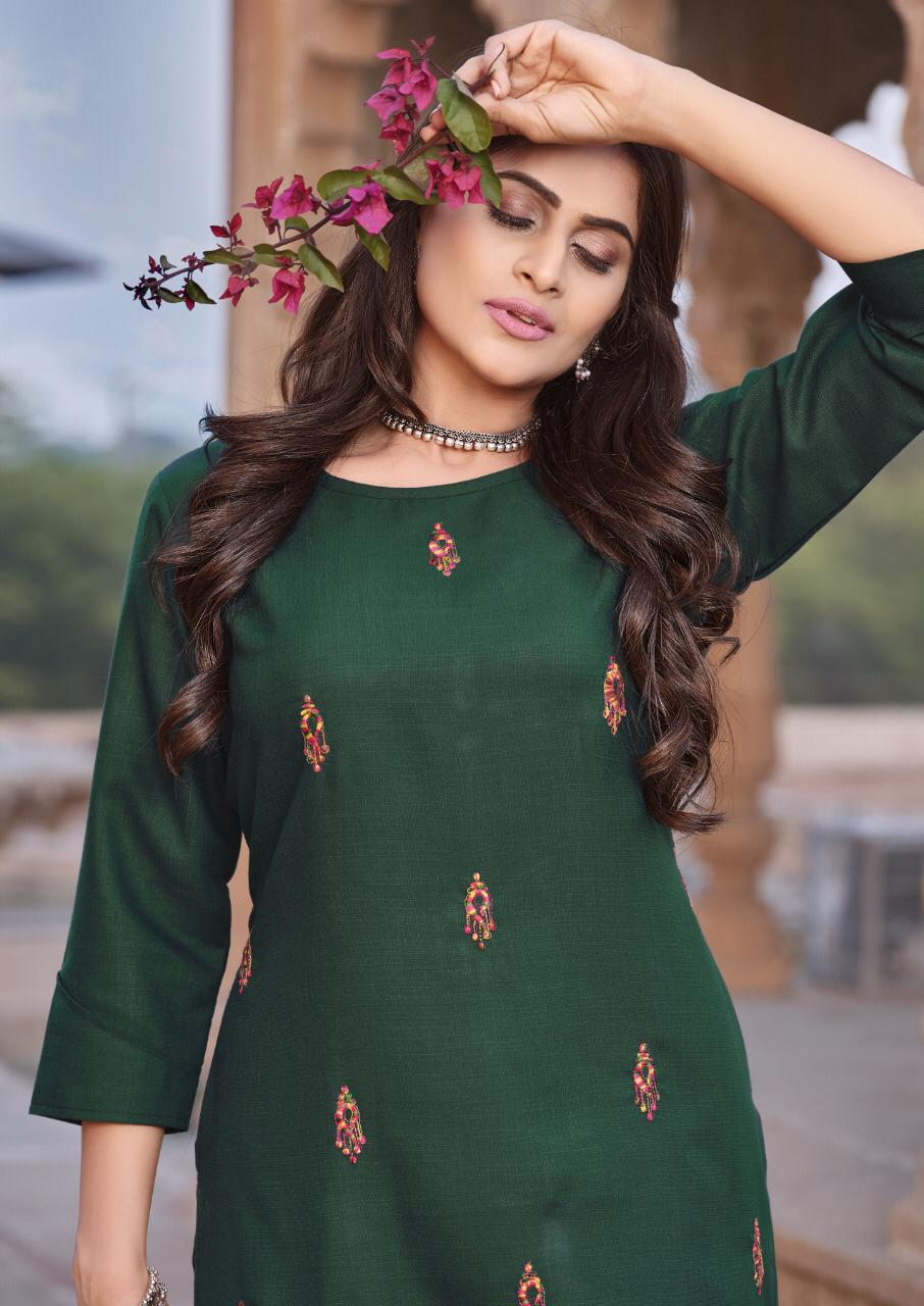 BANWERY BLEND VOL-6 Latest Designer Fancy Festive Wear Heavy Magic Cotton With Embroidery Work Fancy Kurtis Collection