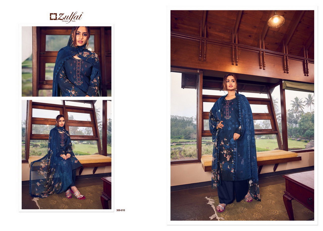 Zulfat Aakruti Latest Casual Wear Pure Cotton Digital Style Print With Heavy Fancy Embroidery Work Dress Material Collection
