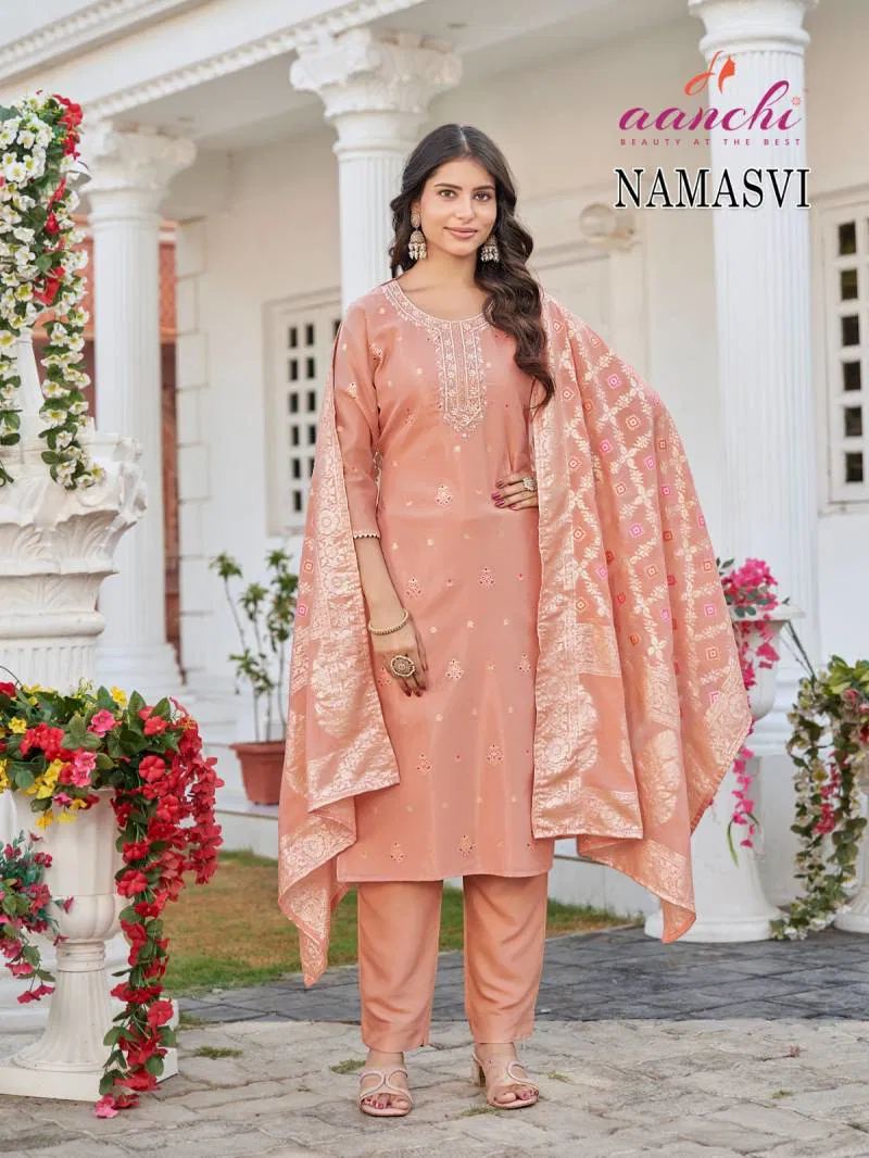 Namasvi By Aanchi Meena Jacquard Kurti Bottom With Dupatta Wholesale In India