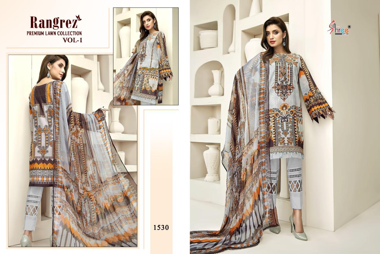 Shree Rangrez Premium Lawn Collection 1 Pure Lawn Print With Embroidery Work Top And Dupatta Pakistani Salwar Suits Collection