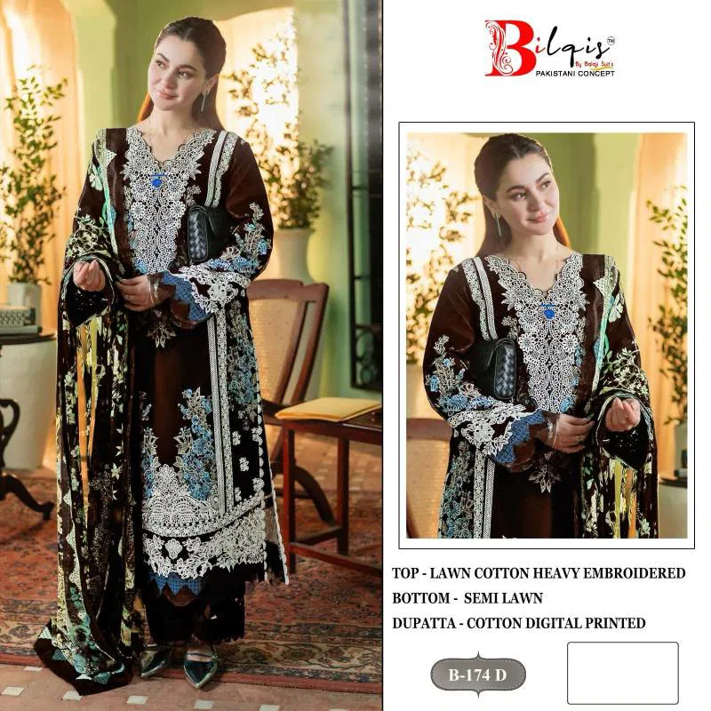 Bilqis B 174 Lawn Cotton Pakistani Wholesale Salwar Kameez Suppliers In Mumbai