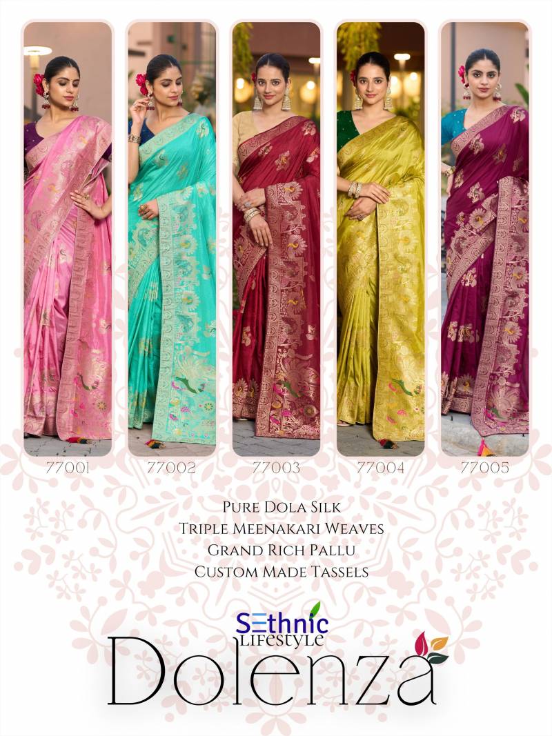 Dolenza By Sethnic Dola Silk Triple Meenakari Saree Wholesale Shop In Surat
