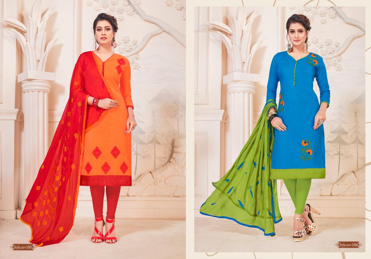 Maahi South Cotton Slub With Embroidery Work And Najmeen Embroifery Work Dupatta Dress Mterial OR Ready Made Collection