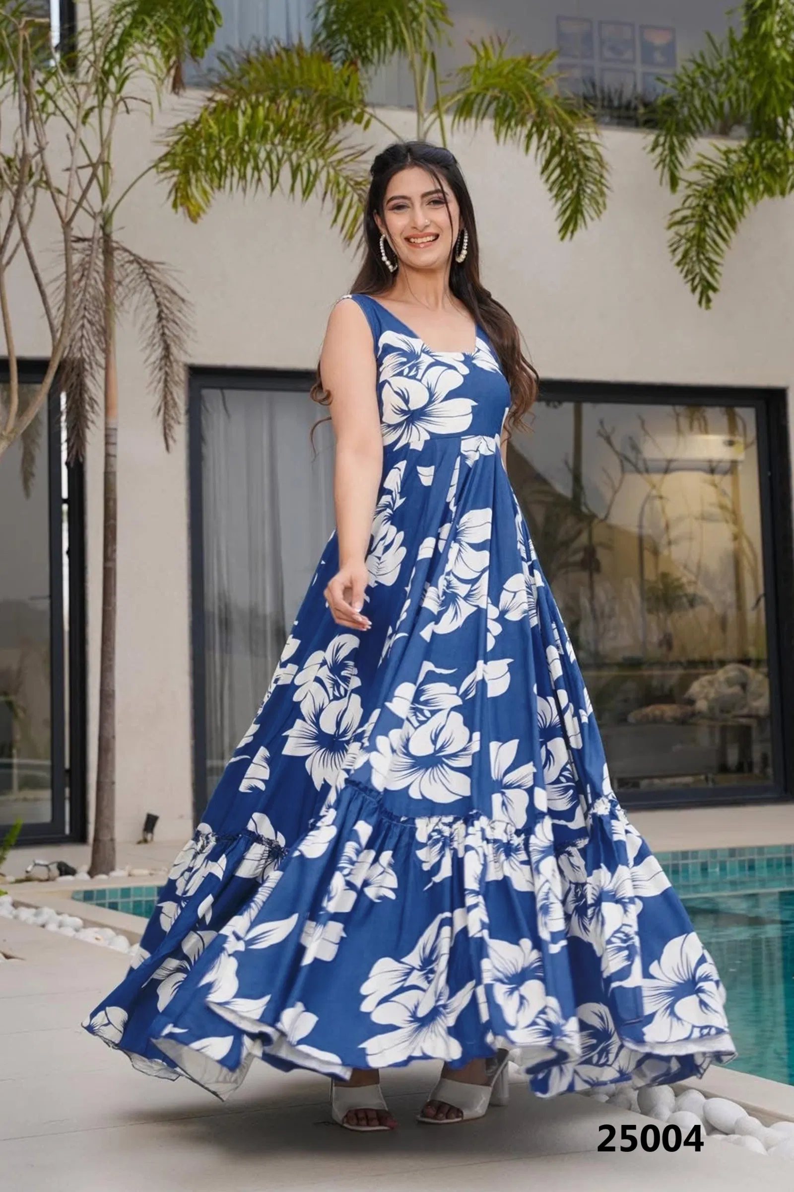 Lucaya Vol 25 By Lucaya Heavy Rayon Printed Flair Fancy Gown Exporters In India