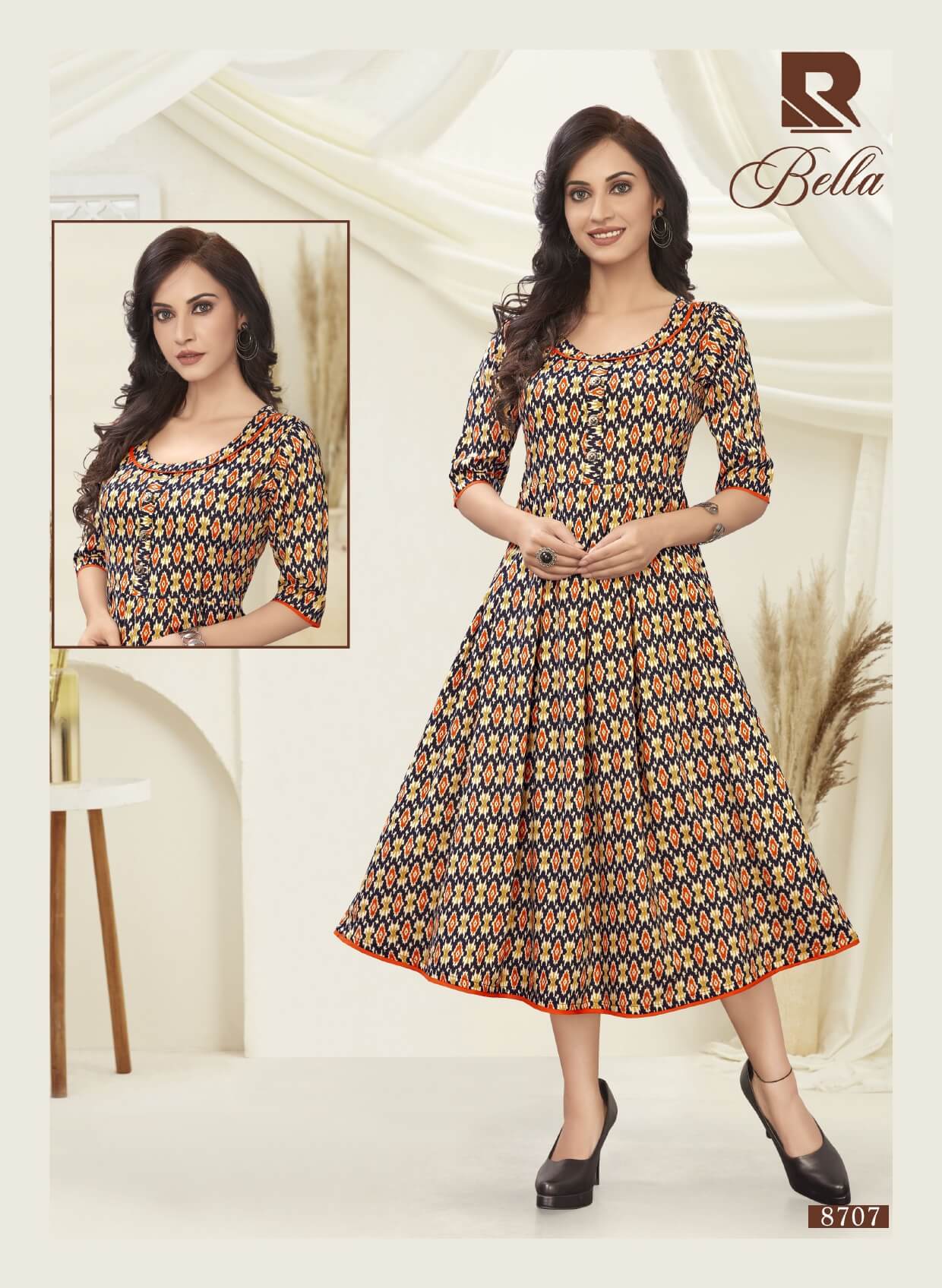 Raashi Bella Latest Fancy Regular Wear Heavy Rayon Printed Anarkali Kurtis Collection
