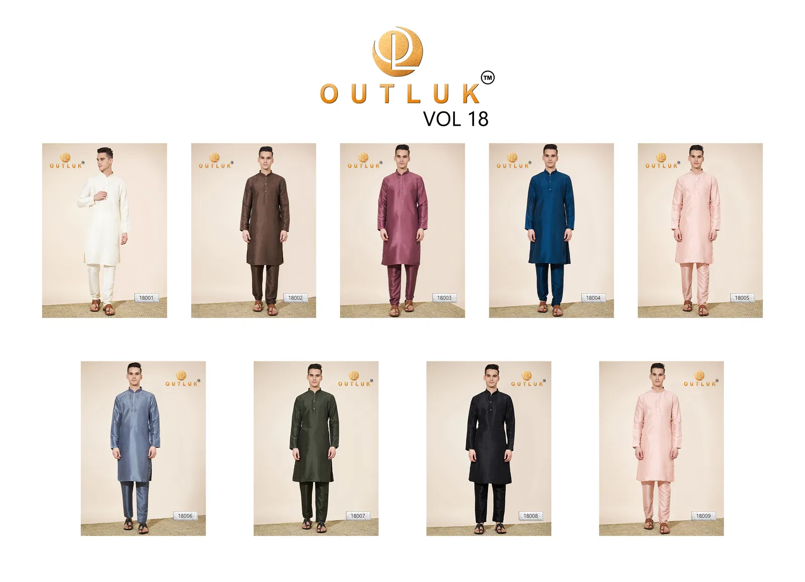 Outluk Wedding Collection Vol 18 Pure Silk Mens Kurta Pajama Suppliers In India
