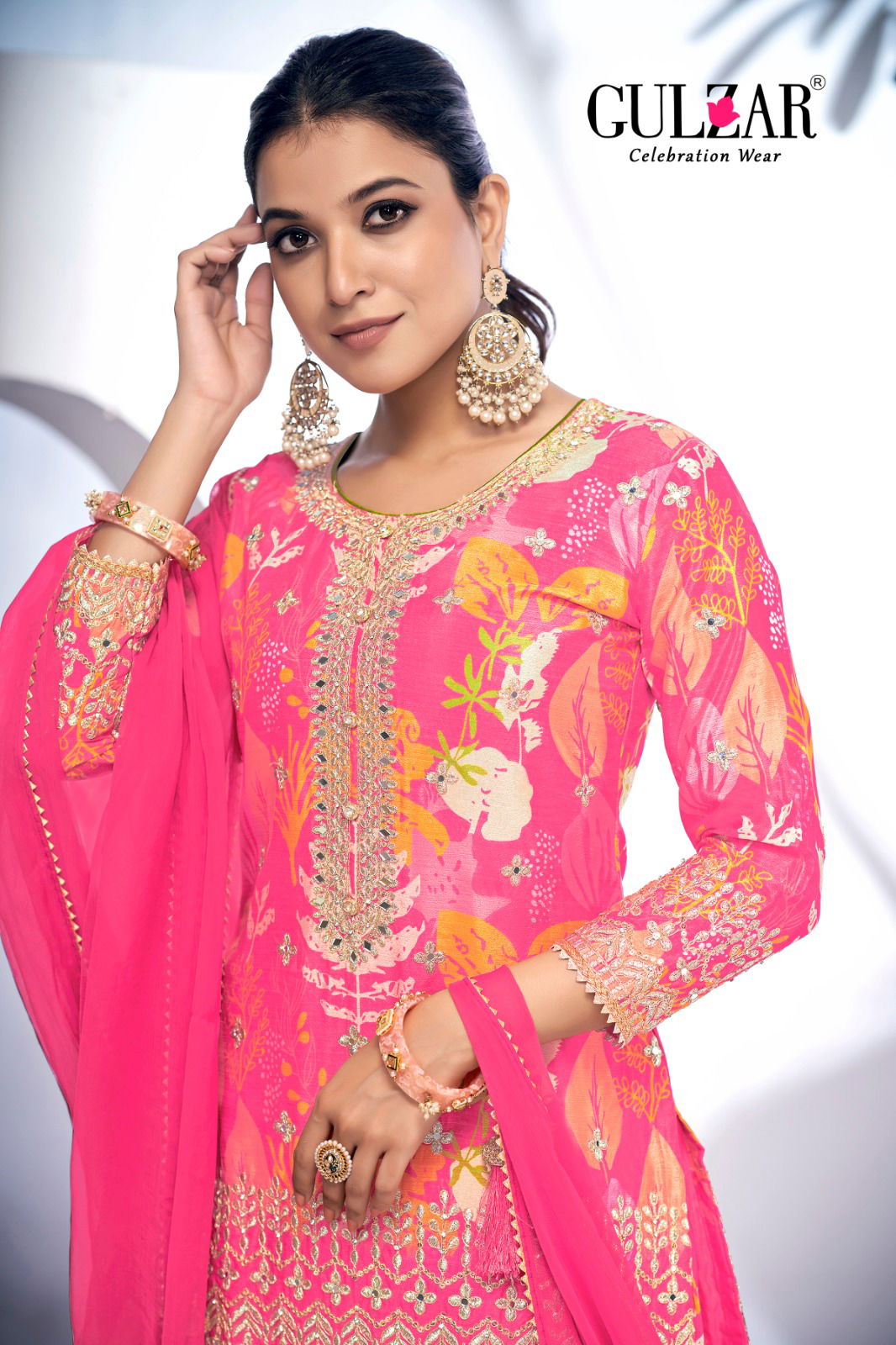 Monisha By Gulzar Chinnon Digital Printed Readymade Suits Wholesale Price In Surat