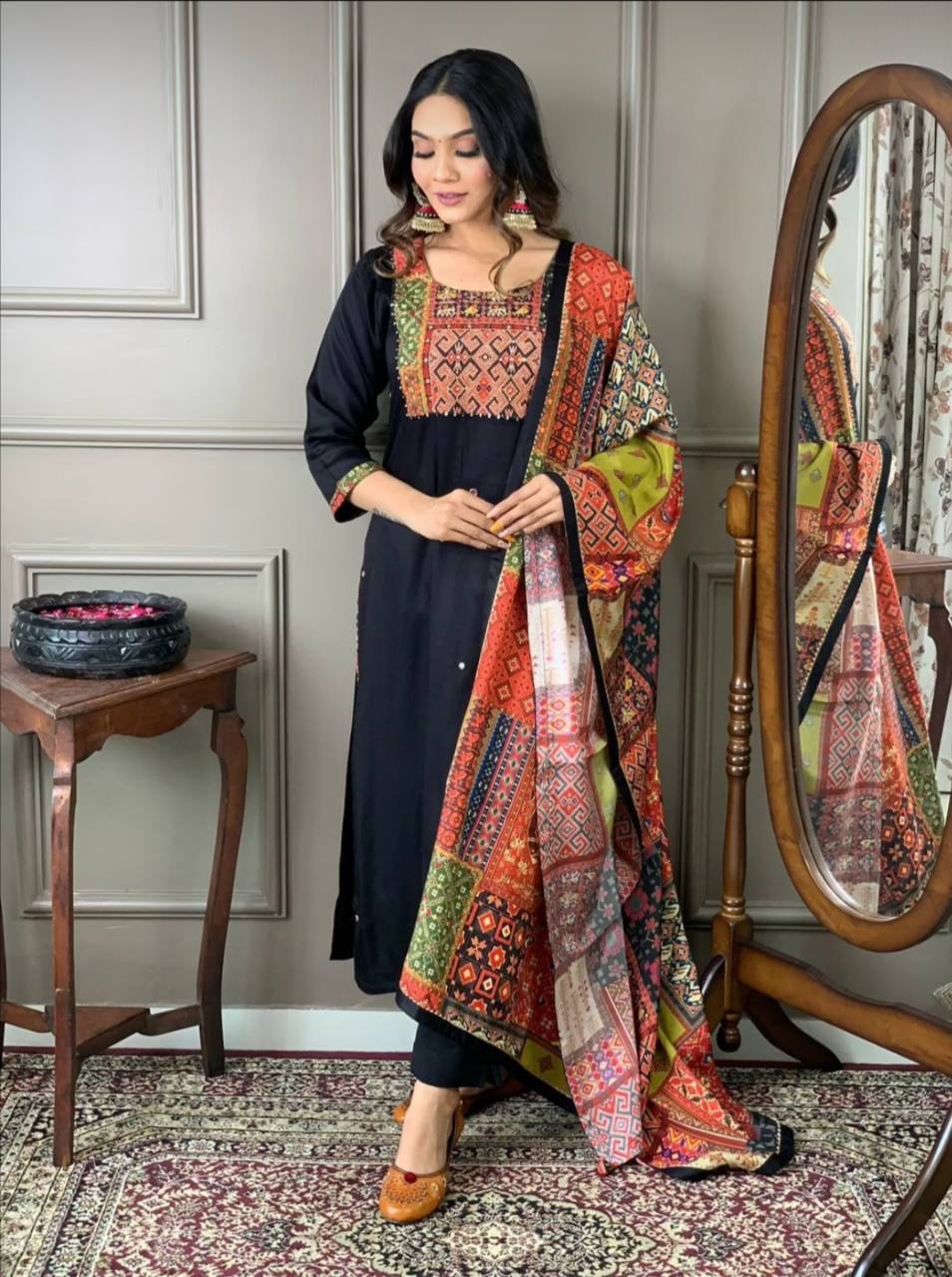 Akshar Black Heavy Banana Silk Kurti With Bottom Dupatta Wholesale Shop In Surat

