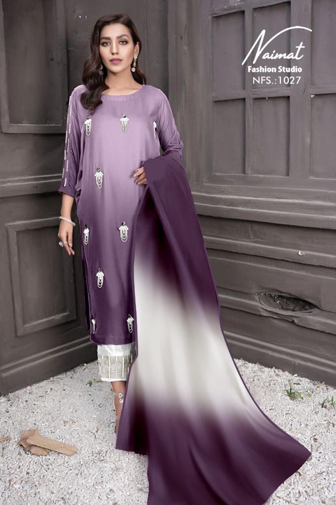 Naimat Fashion Studio 1027 Fancy Party Wear Georgette Top With Bottom And Dupatta Ready Made Collection