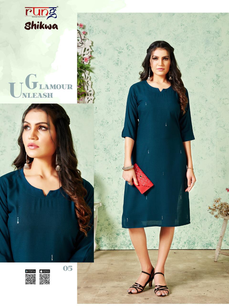 Rung Shikwa Latest fancy Designer Casual Wear Rayon Casual Wear Kurti Collection
