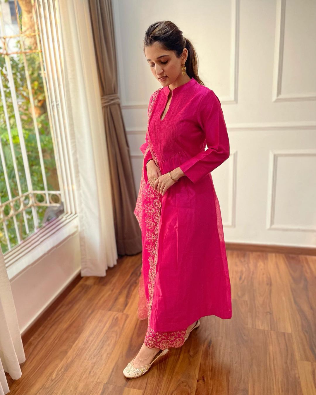 Akshar Designer Cotton SIlk Kurti With Bottom Dupatta