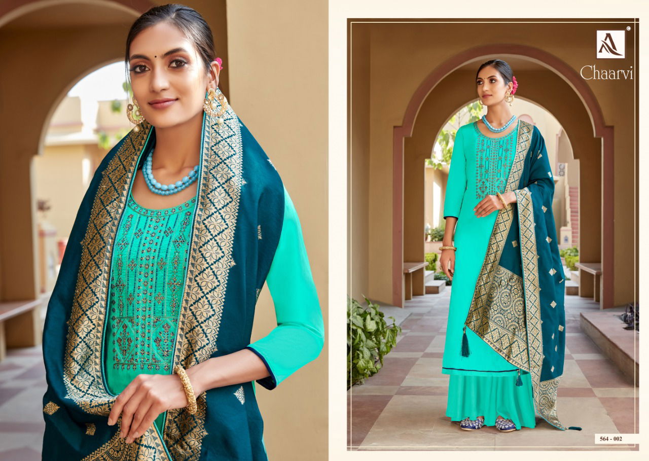Alok Charvi Latest fancy Regular Wear Pure Jam Cotton with Fancy Designer Embroidery Dress Material Collection
