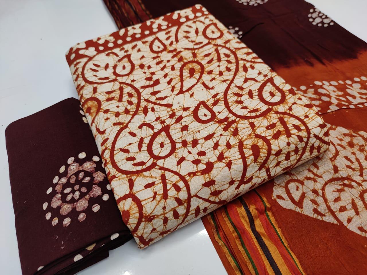 Batik 3 Bandhani Latest Fancy Designer Casual Regular Wear Printed Cotton Dress Material Collection
