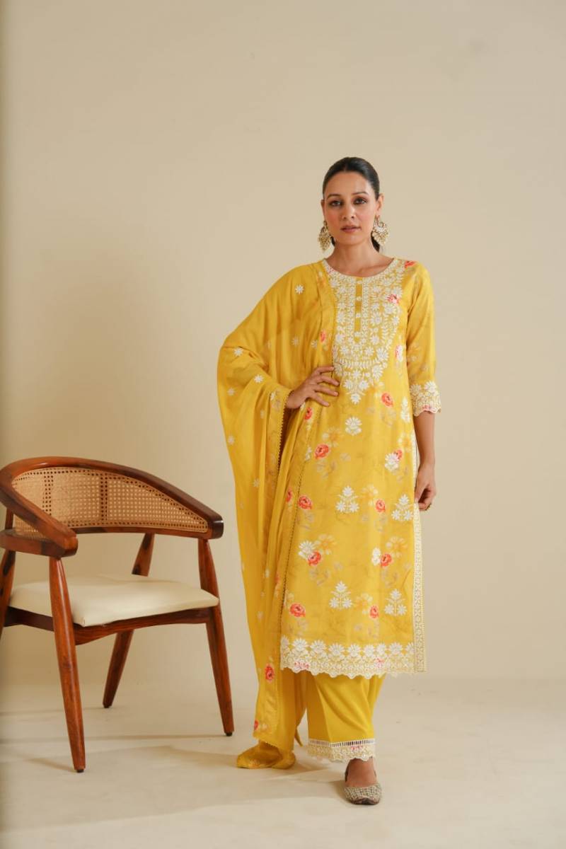Tanyaa P 158 Lucknowi Masleen Kurti Bottom With Dupatta Wholesale Suppliers In Mumbai