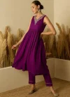 Purple Colour Viscose Rayon Kuri With Bottom OP-KSV-0002