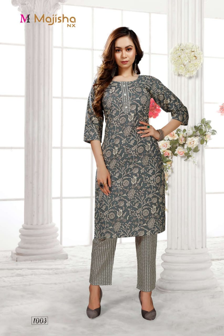 Majisha Nx Cotton House Regular Wear Cotton Printed Kurti With Bottom Collection