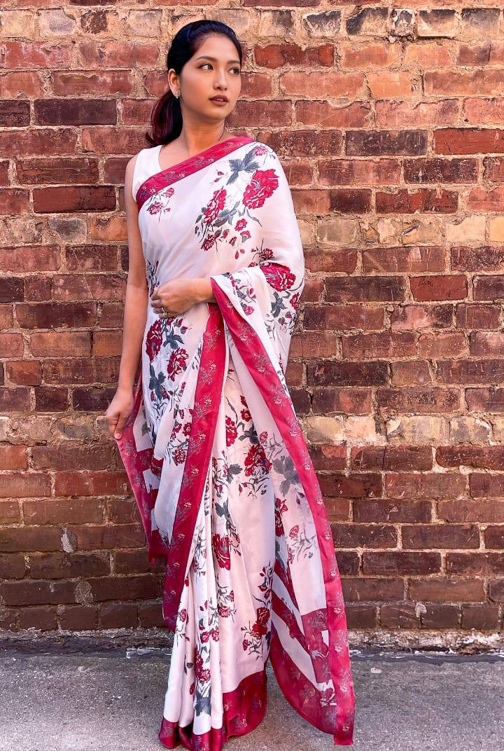 Sf Sizzler 4 Party Wear Satin Digital Printed Saree Wholesale Price In Surat