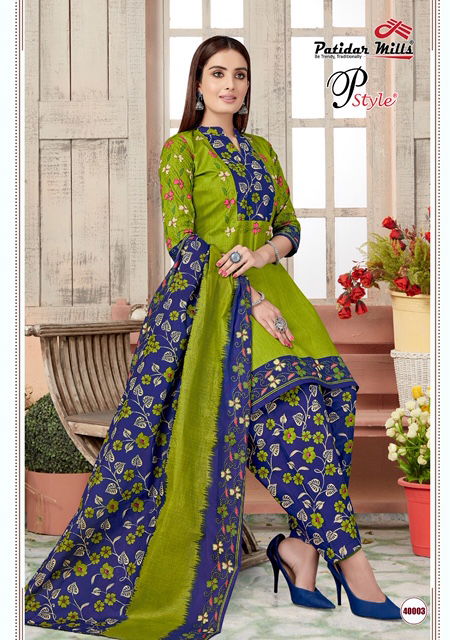 Patidar P Style 40 Latest Designer daily wear Pure Cotton Dress Material Collection 