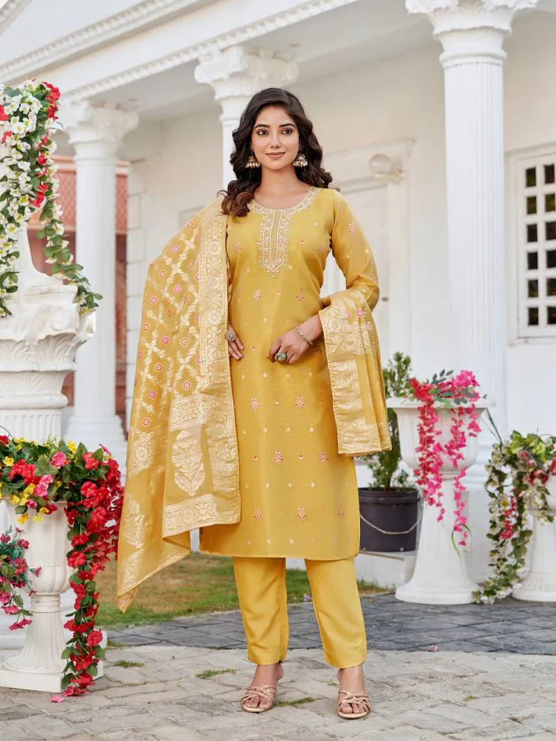 Namasvi By Aanchi Meena Jacquard Kurti Bottom With Dupatta Wholesale In India