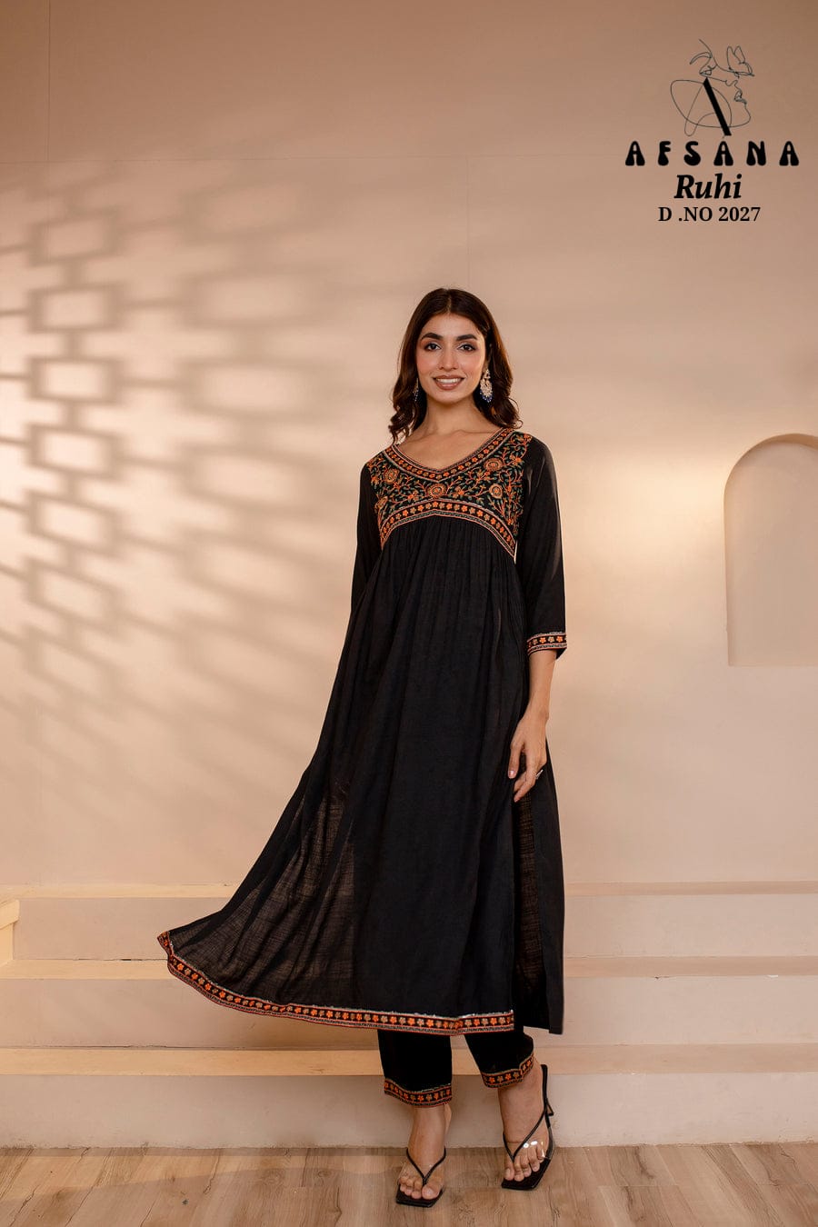 Ruhi 2027 By Afsana Georgette Designer Kurti With Bottom Dupatta