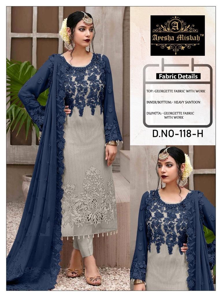 Ayesha Misbah 132 Wedding Wear Georgette Heavy Pakistani Salwar Kameez Collection