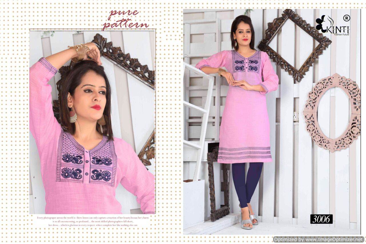 Kinti Morni Exclusive Cotton Slub With Embroidery Work Designer casual Wear Kurti Collection