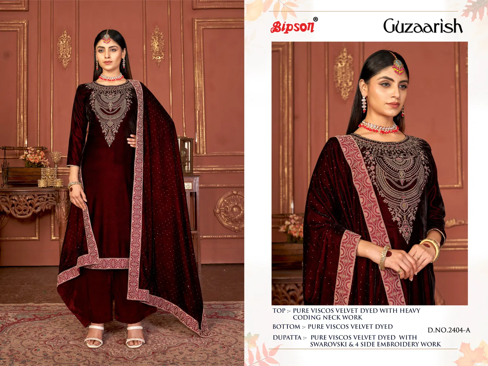 Bipson Guzaarish 2404 Pure Viscose Printed Velvet Dress Material
