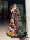 Wine Colour Tussar Silk With Gamthi Work Lehenga Navratri Collection Taraa L 1732 