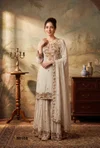 Off White Colour Luxuria Vol 1 By Beriston Chinon Sharara Suit BS102
