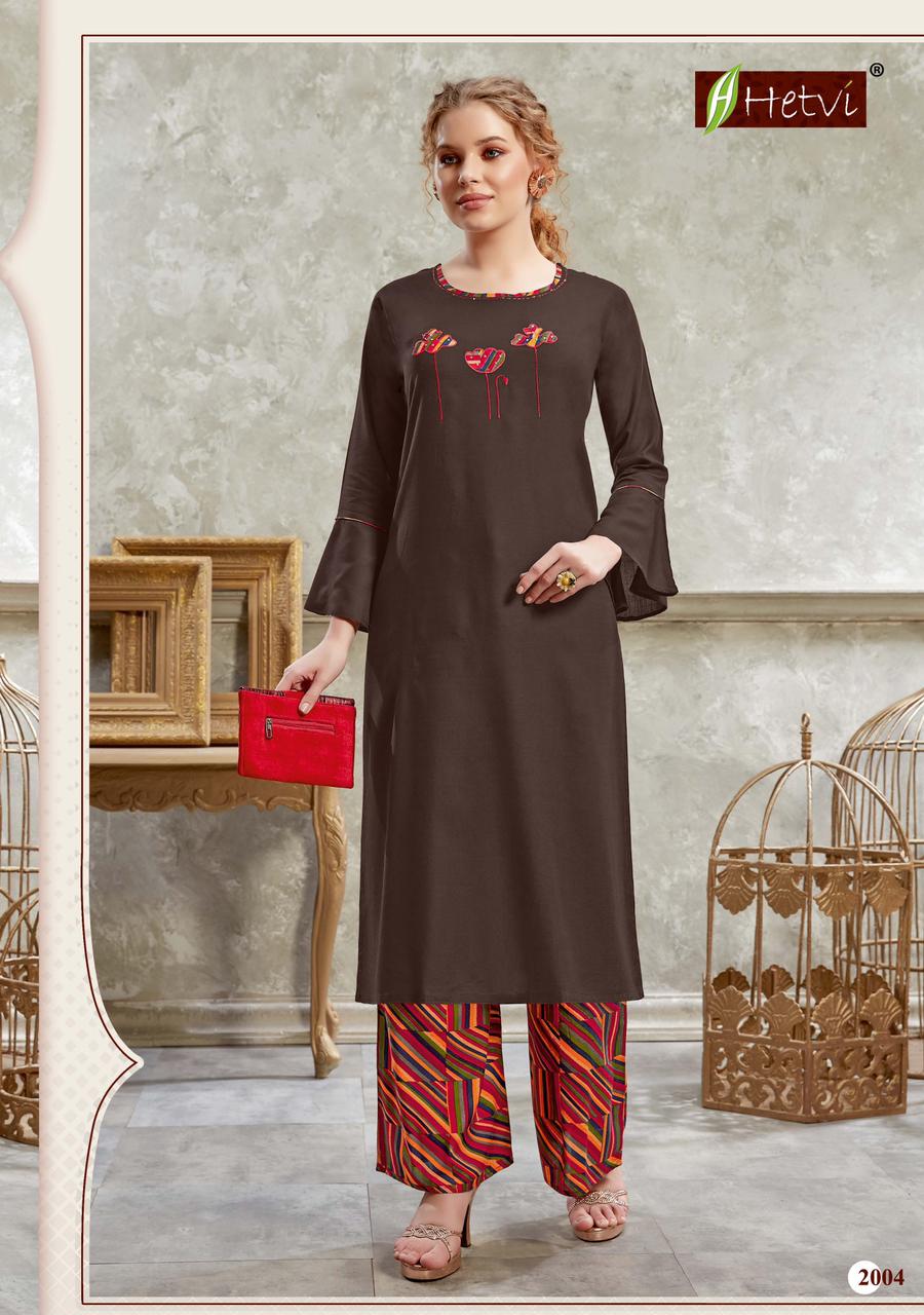 Hetvi Nidhi Ethnic Wear Rayon Designer Printed Kurtis With Bottom Collection