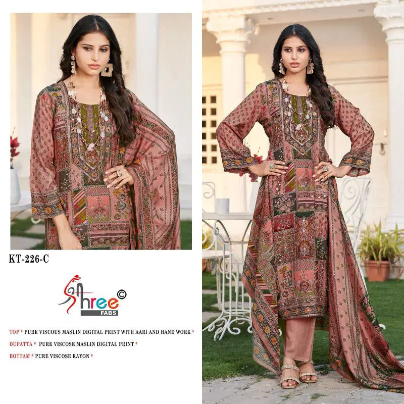 Shree Kt 226 Viscose Maslin Digital Printed Salwar Suits Bulk Orders In India