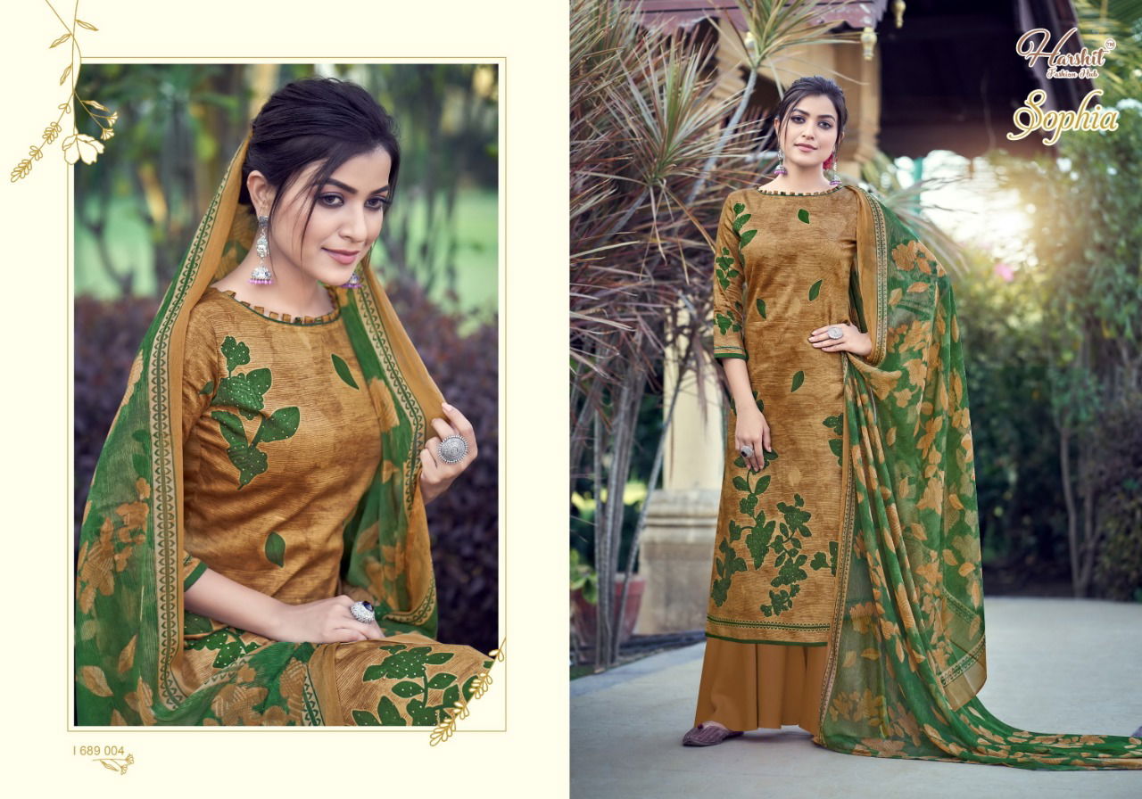 Harshit Sophia Latest Fancy Designer Heavy Casual Wear Pure Cambric Cotton Digital Style Print with Swarovski Diamond Work Dress Material

