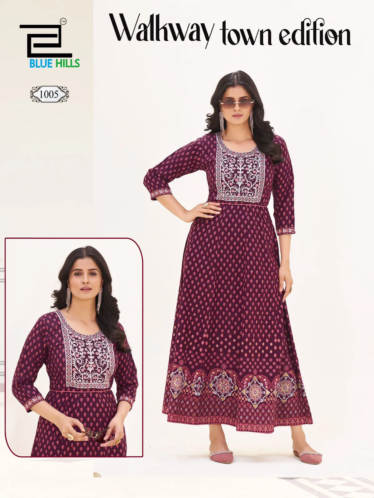 Walkway Town Edition By Blue Hills Rayon Embroidery Anarkali Kurtis Orders In India
