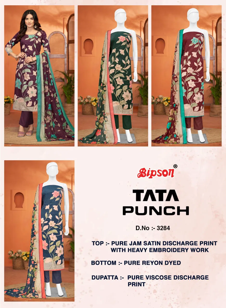 Tata Punch 3284 By Bipson Jam Satin Dress Material Orders In India