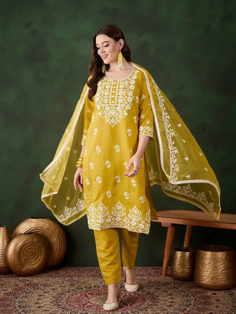 Color Set 8503 Roman Silk Embroidered Kurti Bottom With Dupatta Wholesale Market In Surat