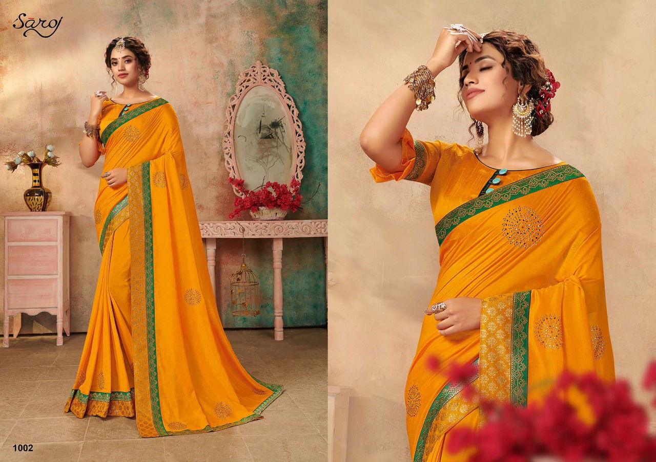 Saroj Gulfar Latest Designer Wedding  Wear Vichitra silk Sarees Collection
