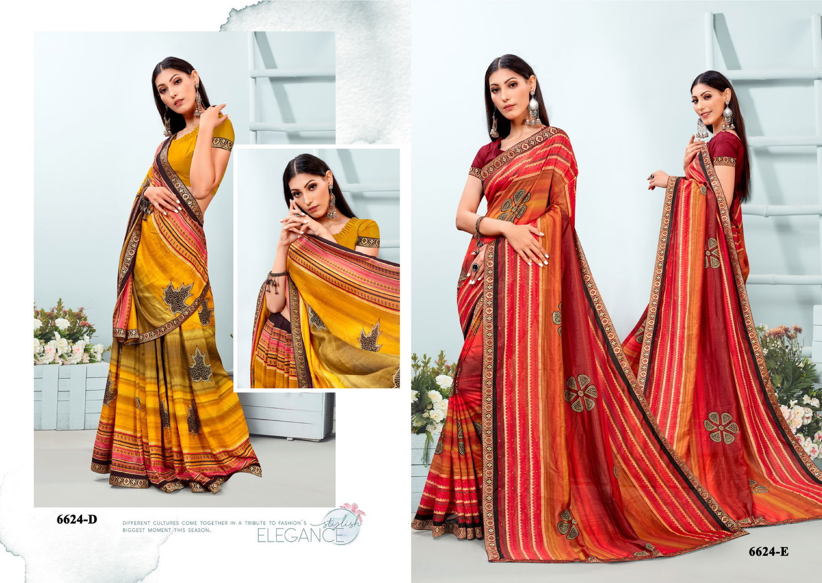 Choices Latest Fancy Casual Regular Wear Vichitra Silk Printed Sarees Collection
