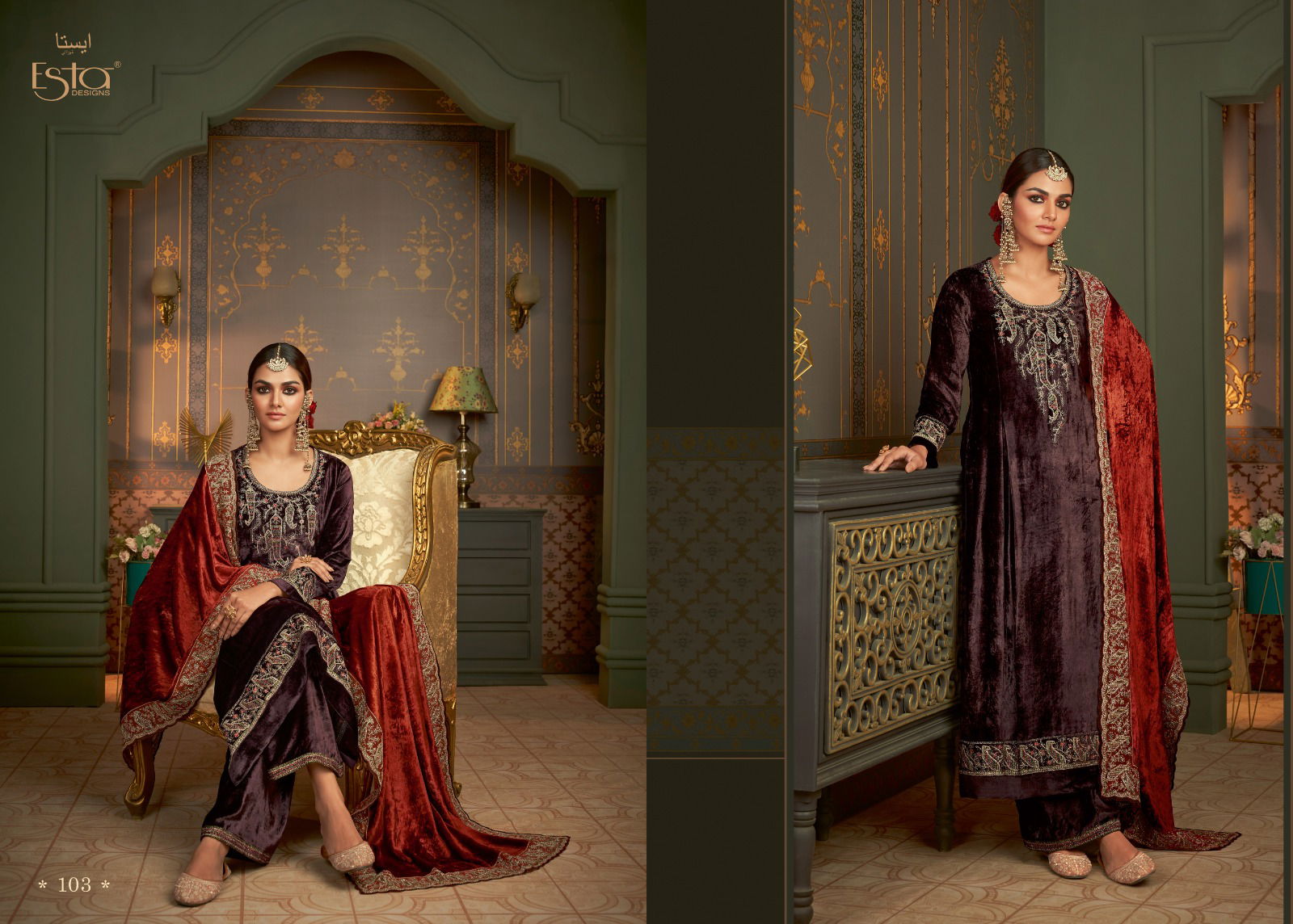 Rubaiyat By Esta Silk Velvet Dress Material Catalog