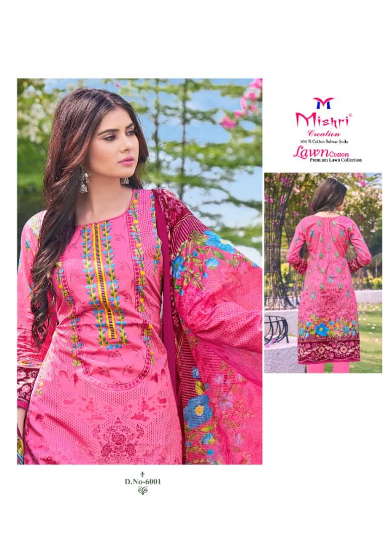 Mishri Lawn Cotton 6 Latest fancy Designer Casual Regular Wear Printed Cotton Karachi Dress Material Collection
